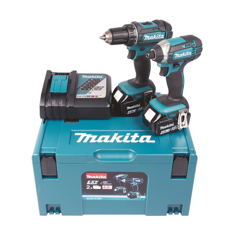 2-tool pack: DDF482 drill + DTD152 screwdriver 18V Li-Ion MAKITA DLX2127MJ with 2 x 4.0 Ah batteries and Makpac case