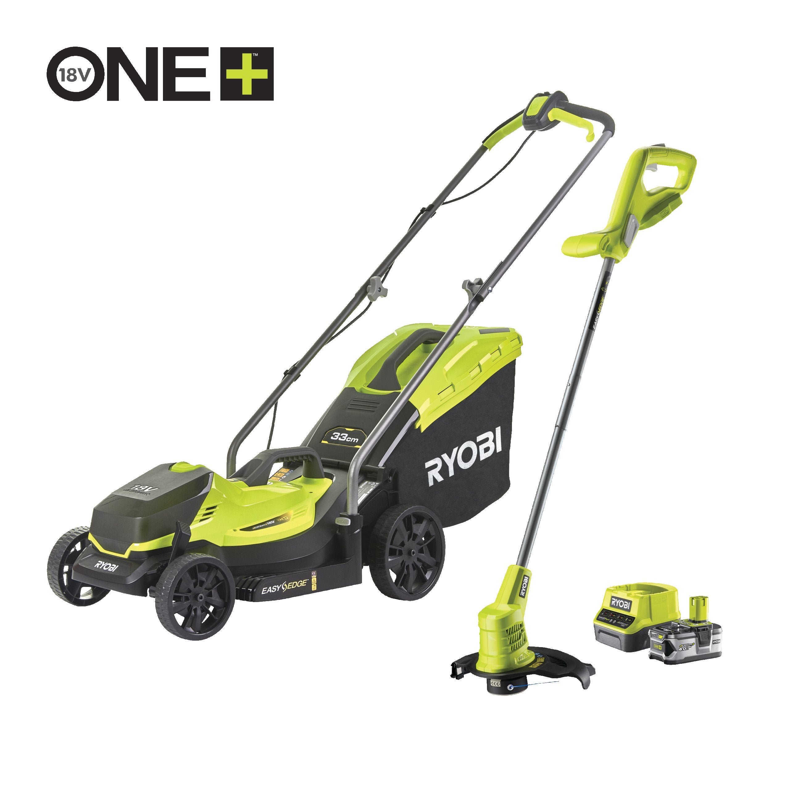 ONE+™ 18V Accu 33 cm Grasmaaier & 25 cm Grastrimmer kit (incl. 1x 4,0 Ah accu & lader)