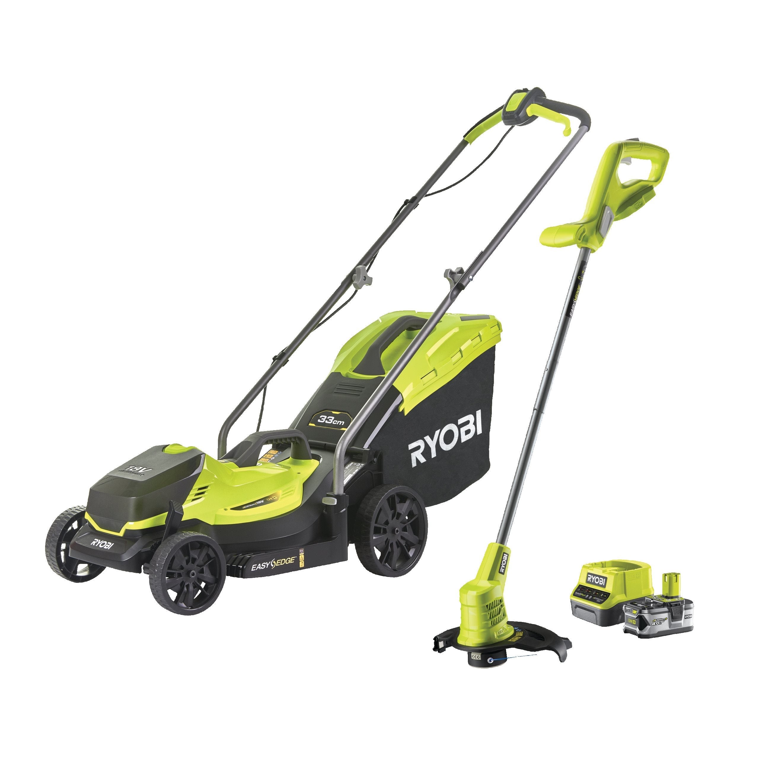 ONE+™ 18V Accu 33 cm Grasmaaier & 25 cm Grastrimmer kit (incl. 1x 4,0 Ah accu & lader)