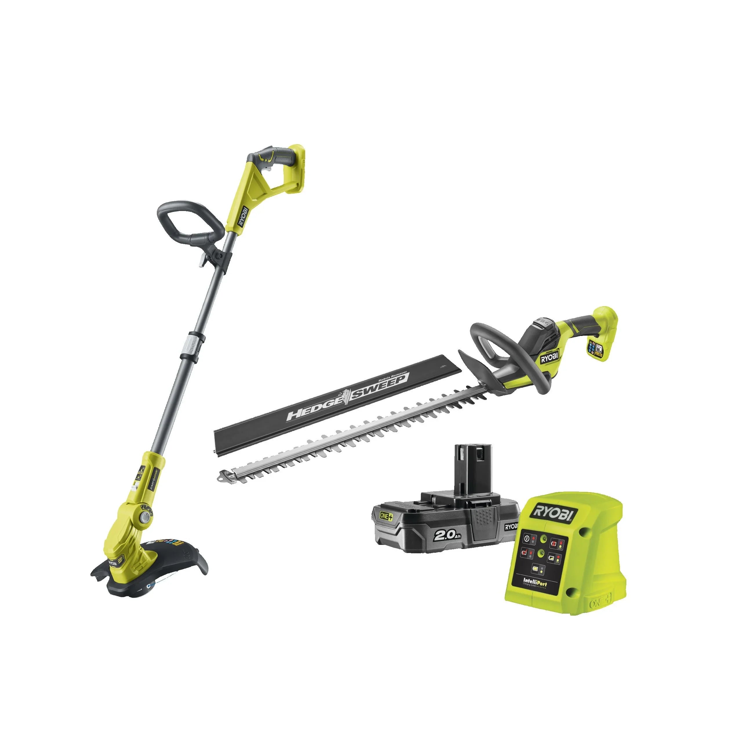 RYOBI ONE+ 18V Cordless 22" Hedge Trimmer and 30cm Grass Trimmer Combo Kit (includes 1x 2.0Ah battery and charger)