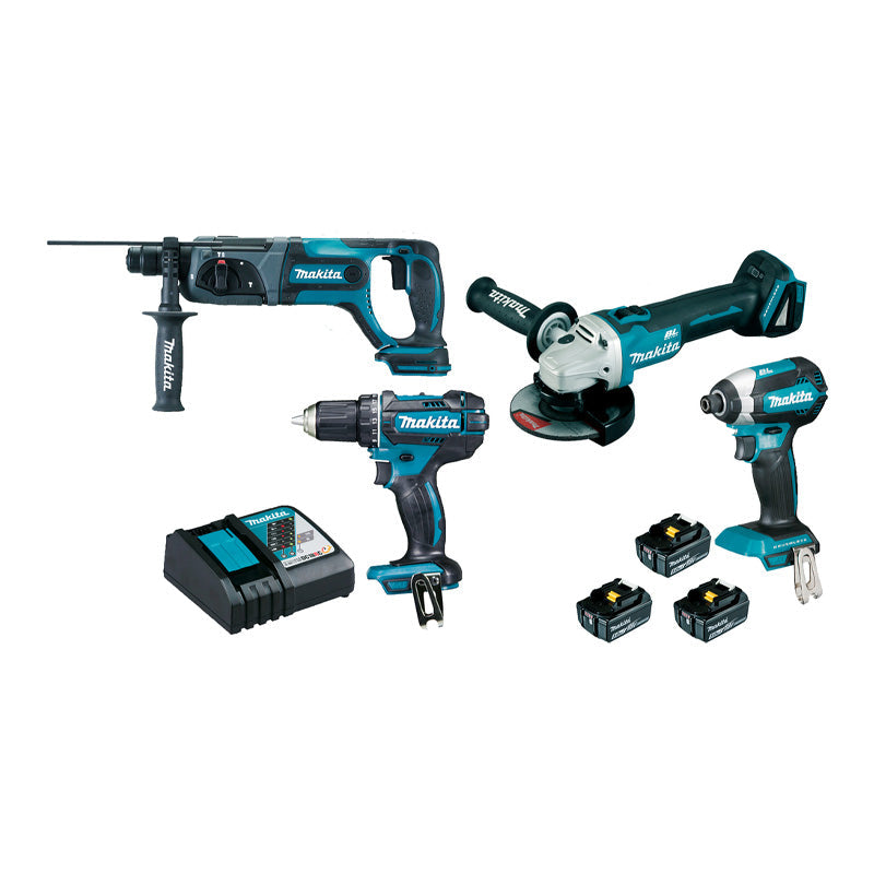 Set of 4 MAKITA 18V Li-Ion DLX4080TX1 machines